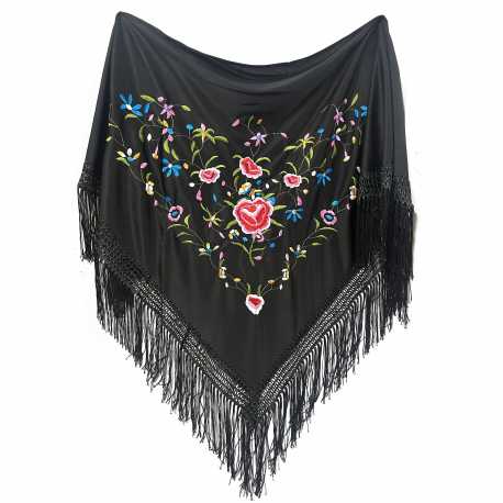 Manton Bordado en Flores Para Adulta. Mantones Flamenco Sevillana para fiesta