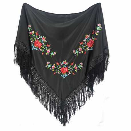 Manton Bordado en Flores Para Adulta. Mantones Flamenco Sevillana para fiesta (C)